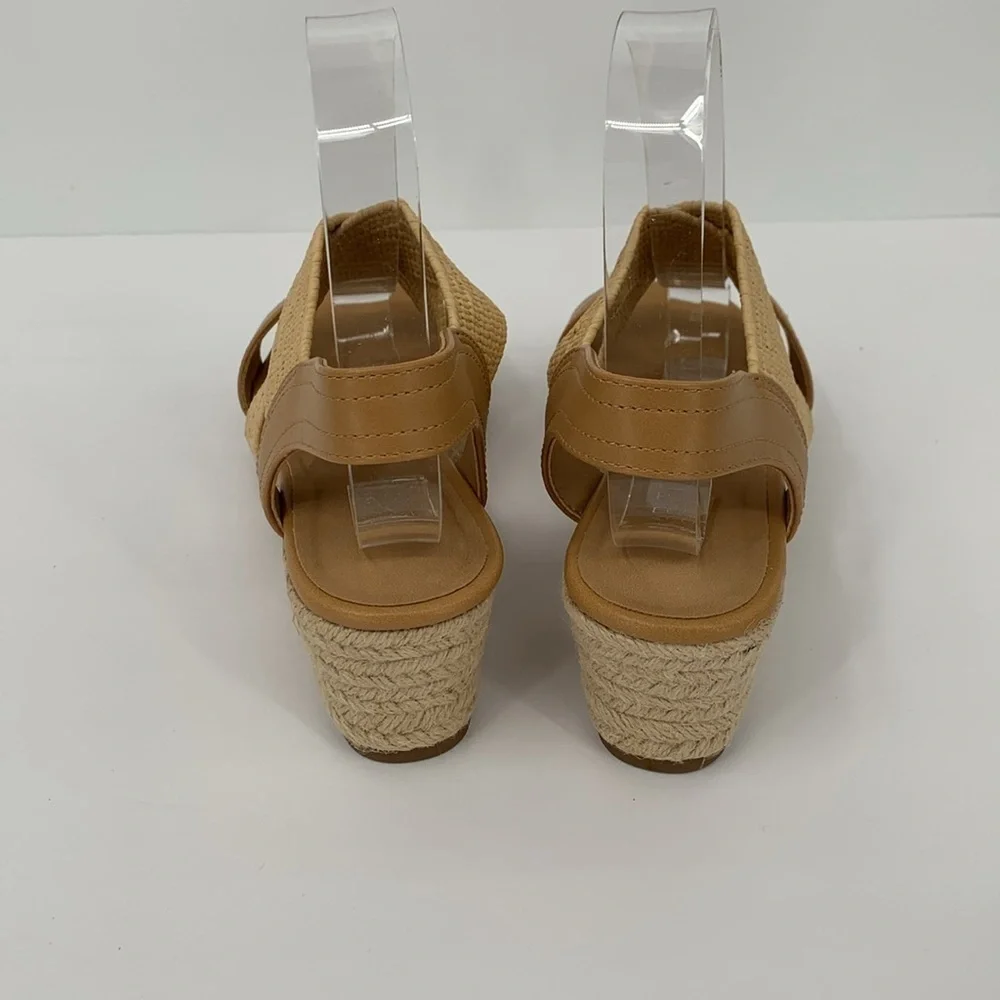 Market & Spruce Celeste wedge espadrille sandal strappy jute tan shoe new 8.5